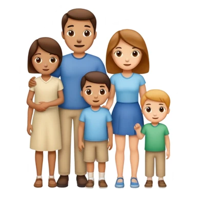 2 parents with three children  sticker