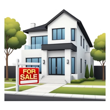 modern house with a for sale sign in front sticker