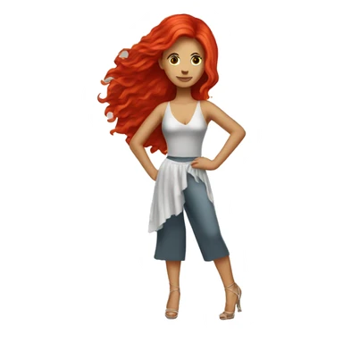 White woman disco dancer with red hair.  sticker