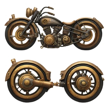 steampunk motorbike back view sticker
