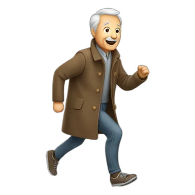 old man coat running sticker