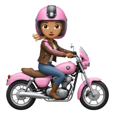 woman rider riding pink motorbike sticker