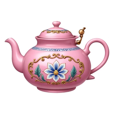 Pink steaming and boiling  tea pot with smoke sticker