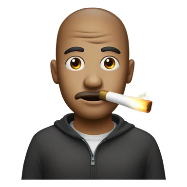 A person with a blank stare with sugar around his mouth and nose holding a lighter sticker