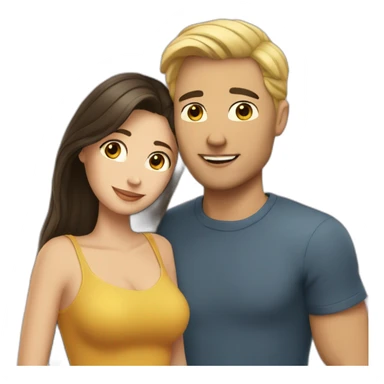 Blond man and brunette woman in love sticker