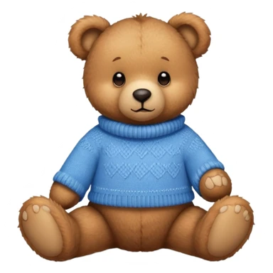 brown teddy bear with blue sweater sticker