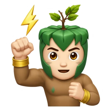 woodland character fist up with vine lightning sticker