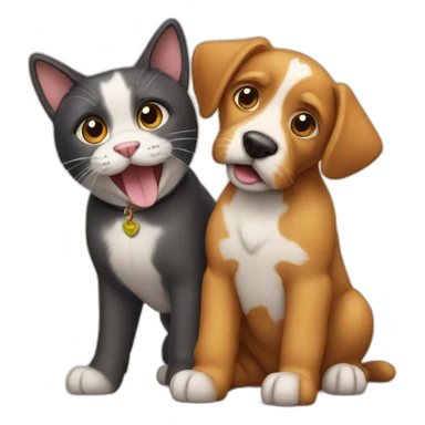 Cat and dog joined together  sticker