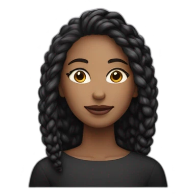 Femme au cheveux lisse noir et à la peau blanche qui porte un pull noir sticker