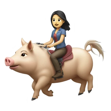 asian girl riding razorback sticker