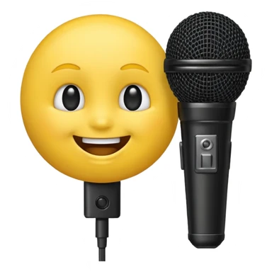 laughing face emoji next to a mic sticker