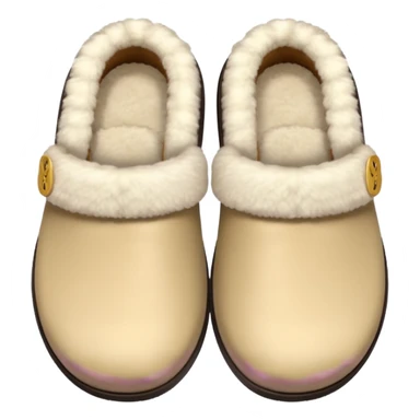 Soft beige slippers with fur lining, clean background sticker
