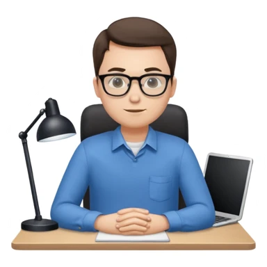 employee sitting at a desk full body sticker