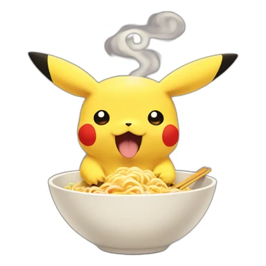 pikachu eating ramen sticker