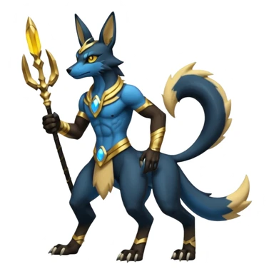 Lucario-Anubis-Umbreon-Zeraora-Fakémon-hybrid-creature (full body)  sticker