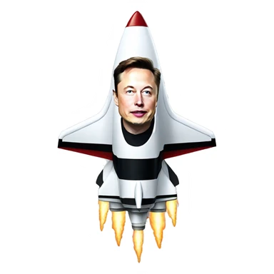 Elon Musk on a flying rocket sticker