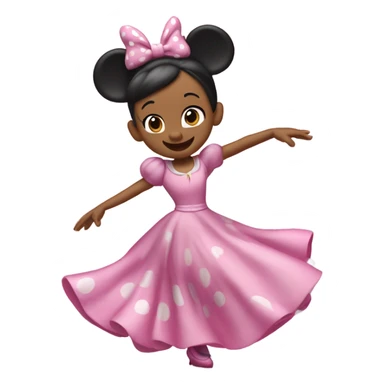 Caucasian Minnie Mouse wearing pink and dancing with Caucasian little girl with light brown hair  sticker