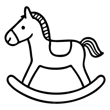 hand drawn outlined rocking horse icon sticker