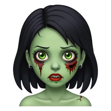 Zombie girl with a nose piercing black hair green skin sticker