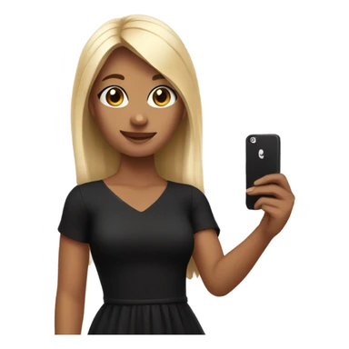 Girl taking a selfie full body black dress sticker