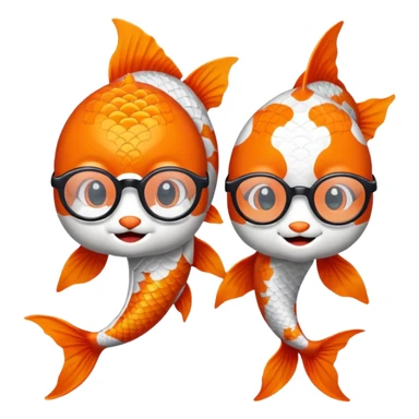 Two "koi" fishes male and female, wearing glasses. sticker