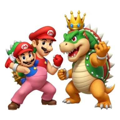 Mario and Luigi fitting bowser trying to save princess peach sticker