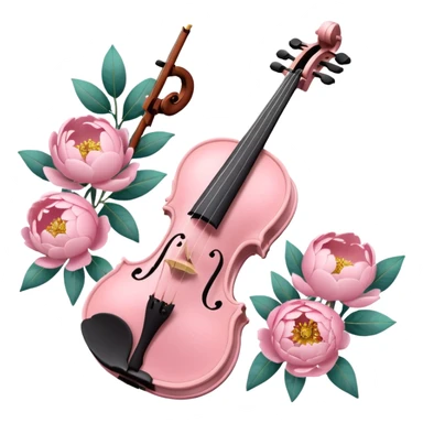 soft pastel pink violin with peonies and glitter sticker