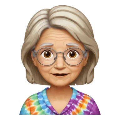 Grandma grandmother Gypsy alternative lifestyle concerned happy wise granny wire rims haircut long hair medium hair brown and white streaked hair sticker