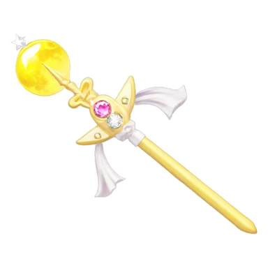 Sailor moon wand pink and white, yellow moon, diamonds sticker