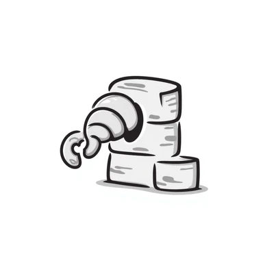 croissant merged into a brick, hand drawn doodle style sticker