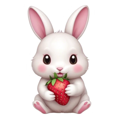 white bunny eating strawberry cute sticker