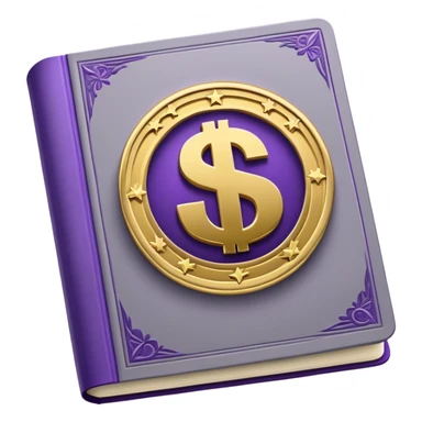 A gray book with royal purple details, gold lettering, and an embossed chess piece, dollar sign, or split path on the cover, radiating financial wisdom, strategic wealth-building, and mindset transformation. sticker