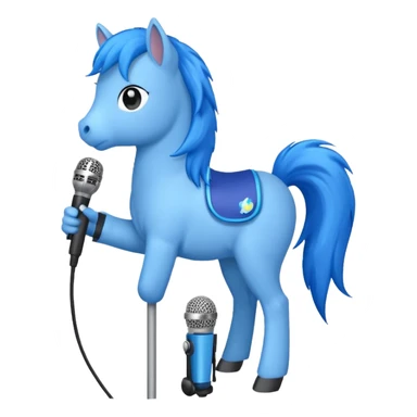 blue pony with microphone sticker