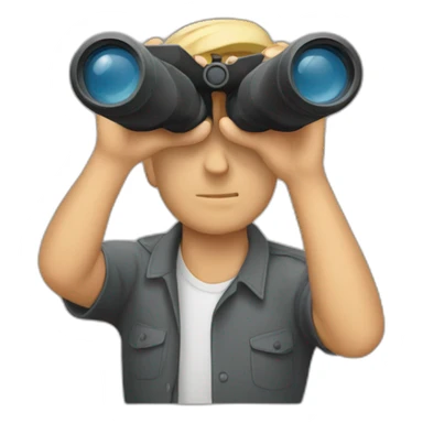 Man looking through binoculars sticker