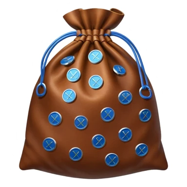 brown money bag of blue coins sticker