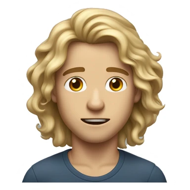 A handsome young man with long, wavy dirty-blonde hair cascading down past his shoulders, his face contorted in a look of utter shock sticker