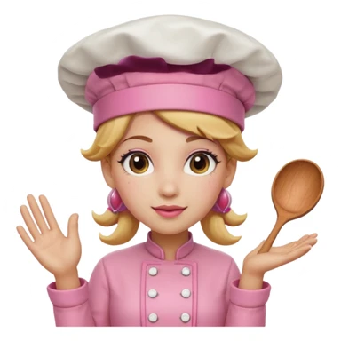 Pink chef hat princess peach with a hand sticker