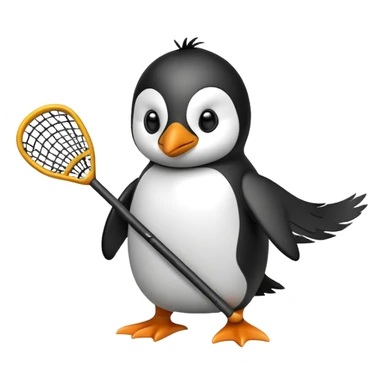 Penguin playing lacrosse  sticker