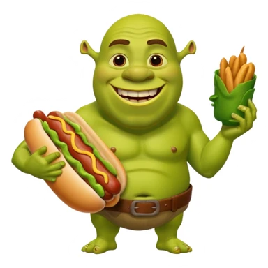Shrek holding a hotdog  sticker