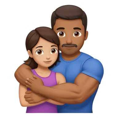 Brown man with short facial hair and muscles hug small brunette woman sticker