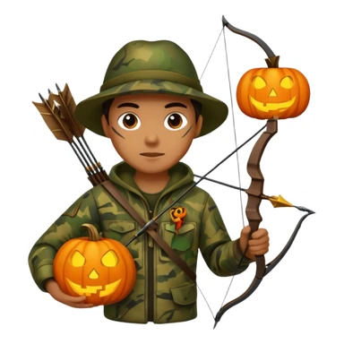 Hunter With Jack o Lantern, with bow and arrow sticker