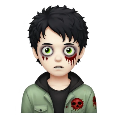 boy zombie with curly black hair emo sticker