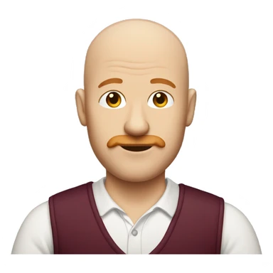 bald man with ginger moustache and a wine casual outfit sticker