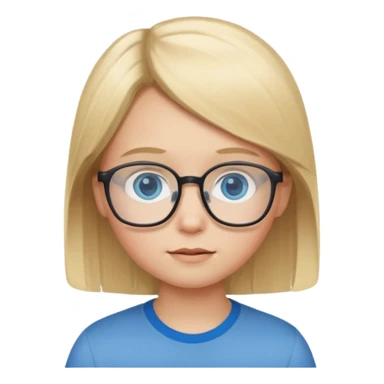child with straight blonde hair, blue eyes, and glasses emoji sticker