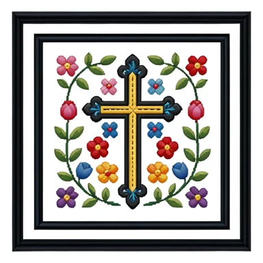 Framed cross-stitch sticker