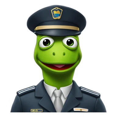 kermit as airline pilot with grey uniform sticker