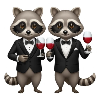 Two raccoons tinking wine glass sticker