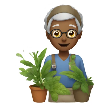 grandparents with plants sticker