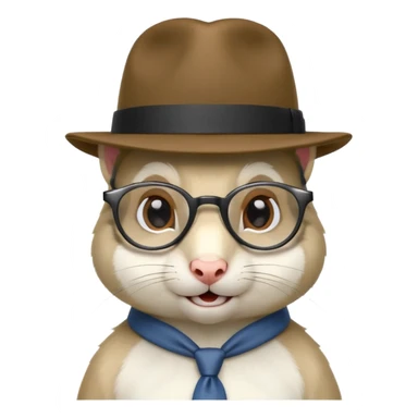 white squirrel with glasses and fedora sticker