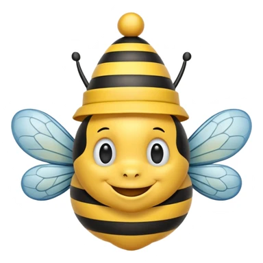 Bees with Birthday Hat, Happy bee with striped party hat sticker